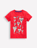Glow-In-The-Dark T-shirt-Hot Coral Sharks Teeth