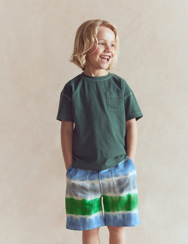 Tie Dye Shorts-Green and Blue