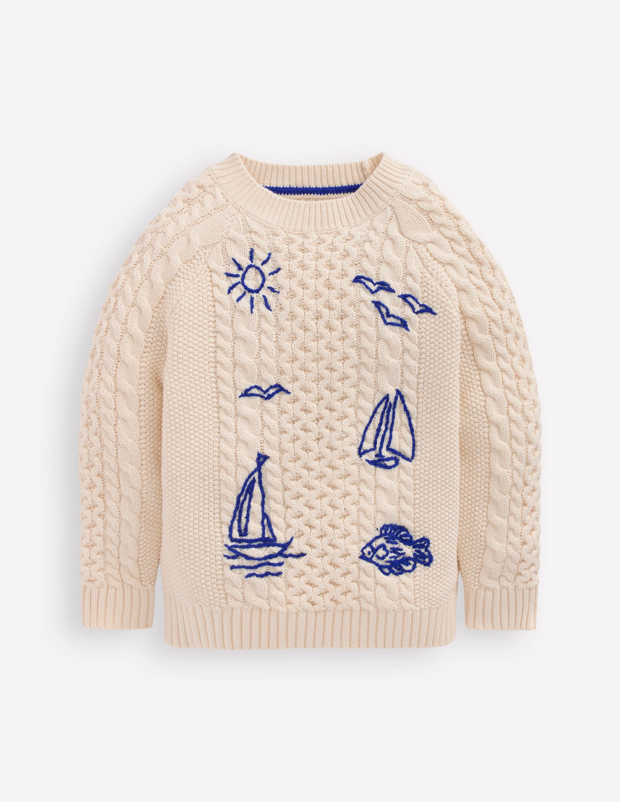 Cable Embroidered Sweater-Warm Ivory - Image 6