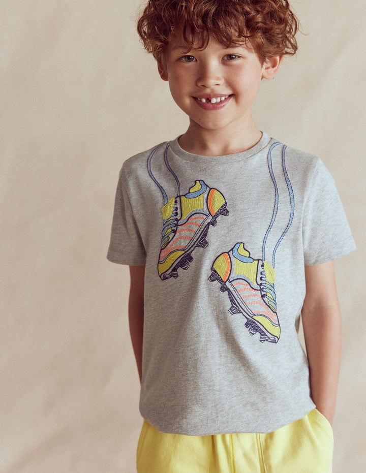 Linear Stitch T-shirt-Grey Marl Football Boots