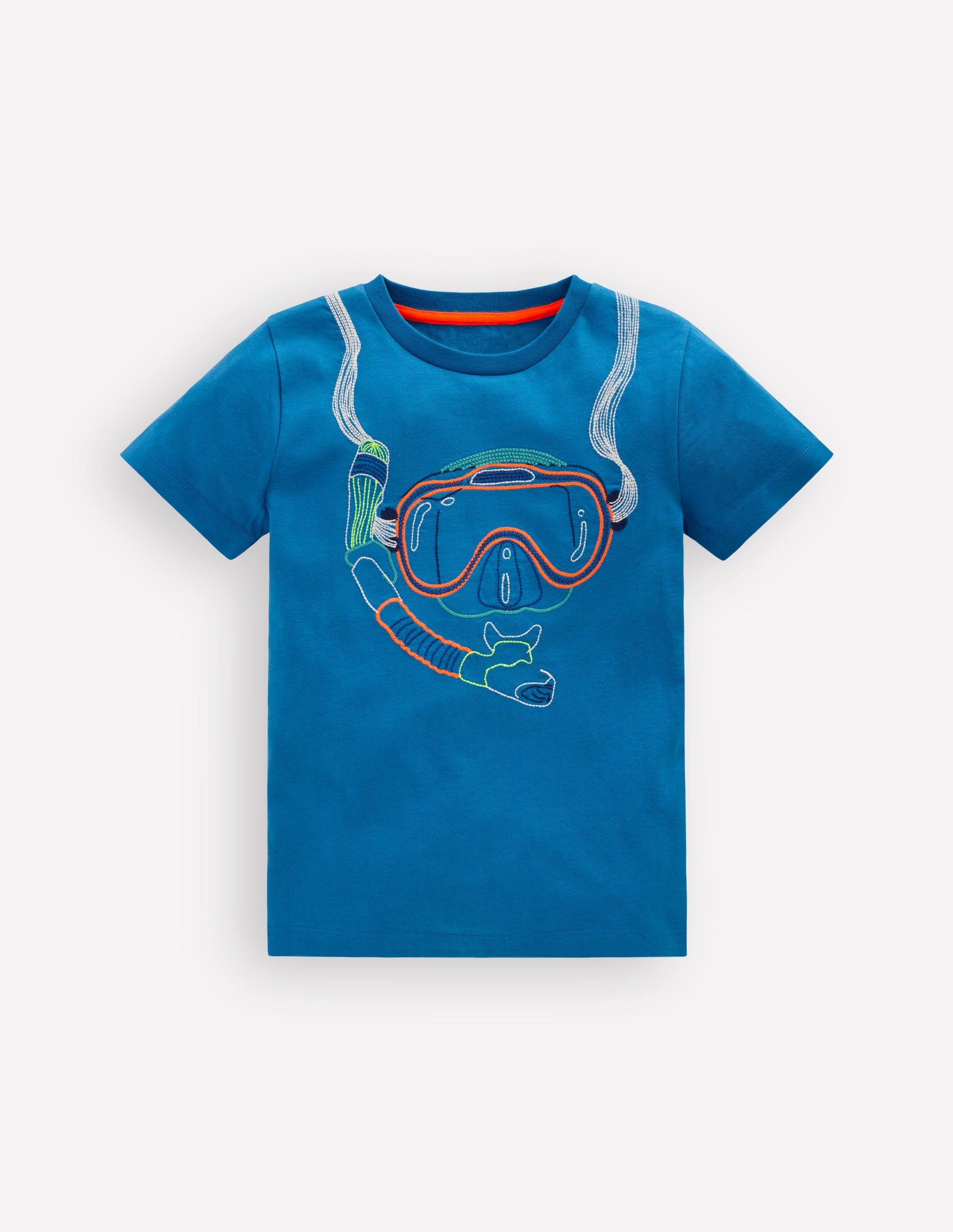 Linear Stitch T-shirt-Brilliant Blue Snorkel-1
