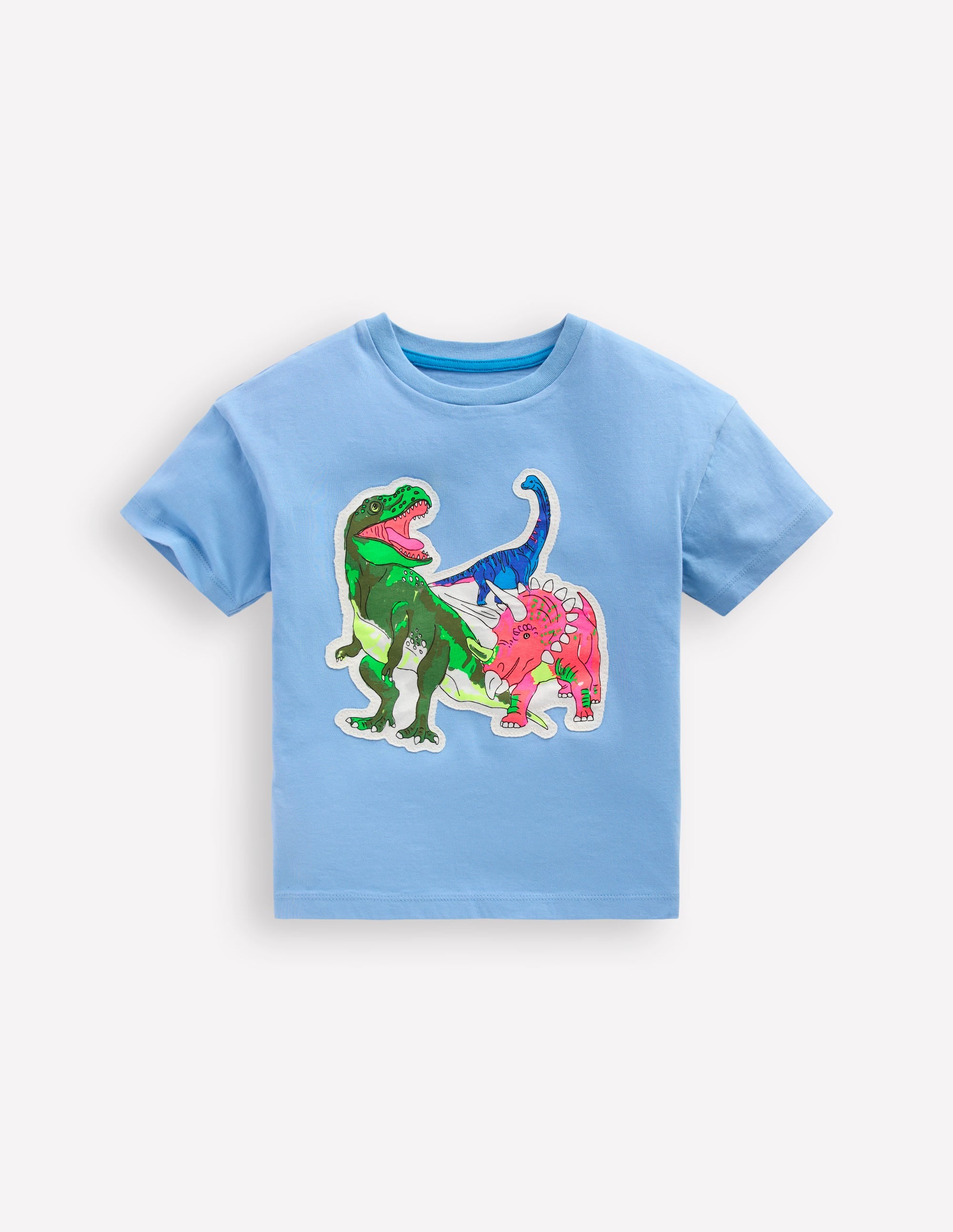 Short Sleeve Badge T-shirt-Glacier Blue Dino - Image 1