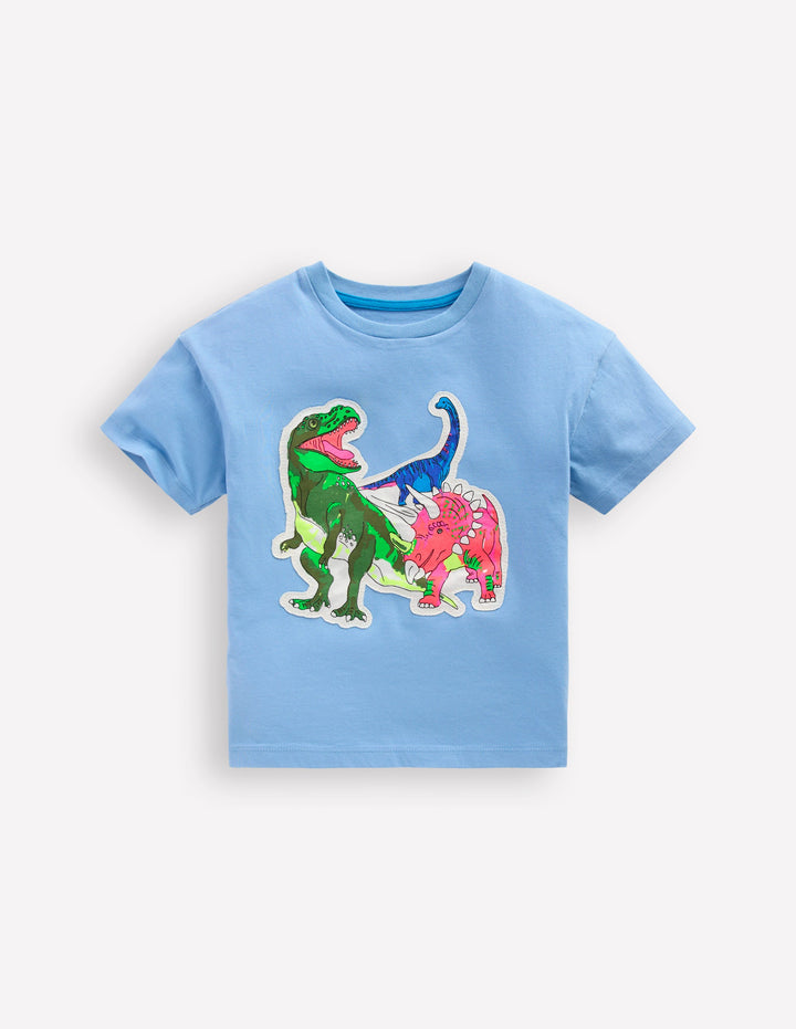 Short Sleeve Badge T-shirt-Glacier Blue Dino