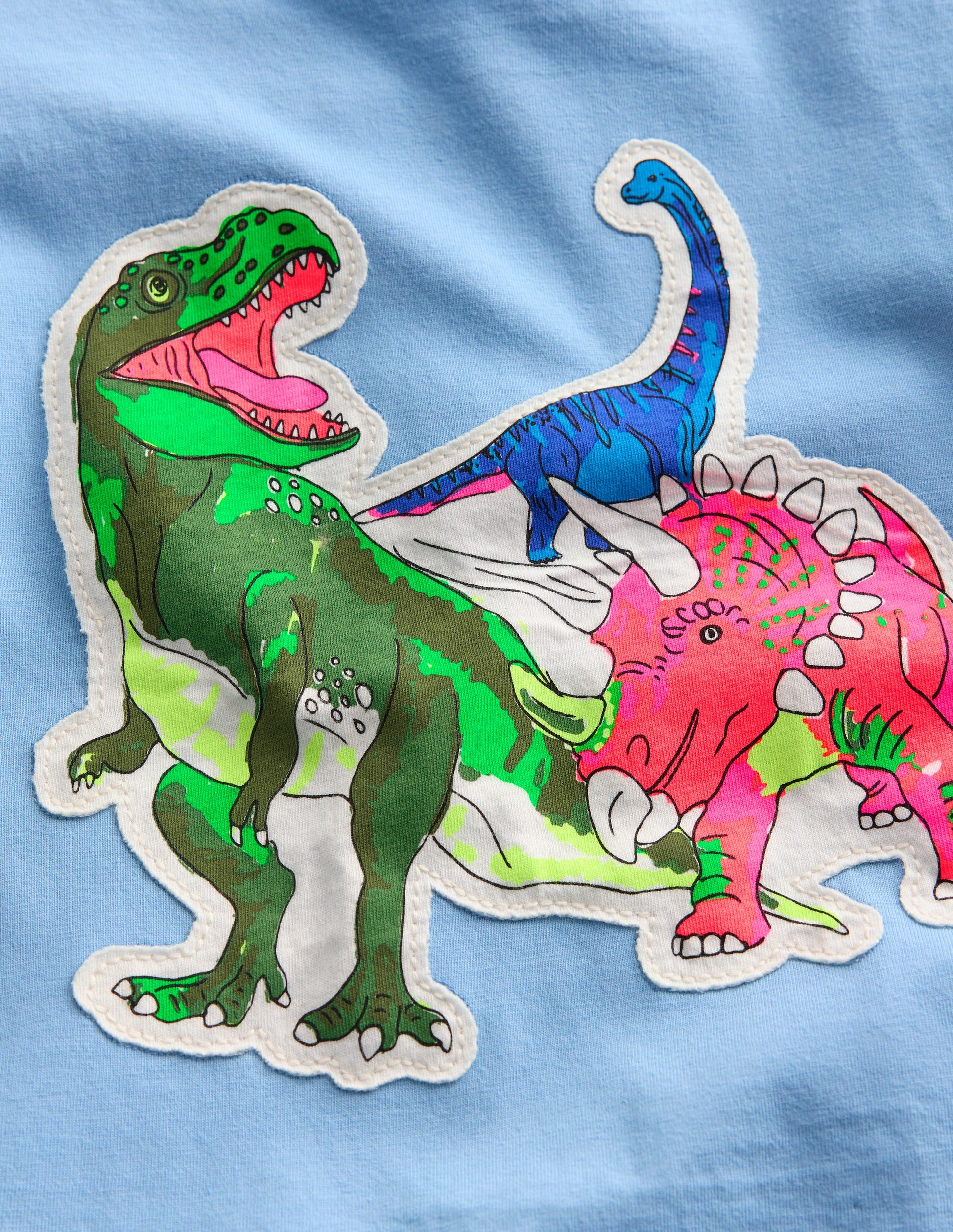 Short Sleeve Badge T-shirt-Glacier Blue Dino-3