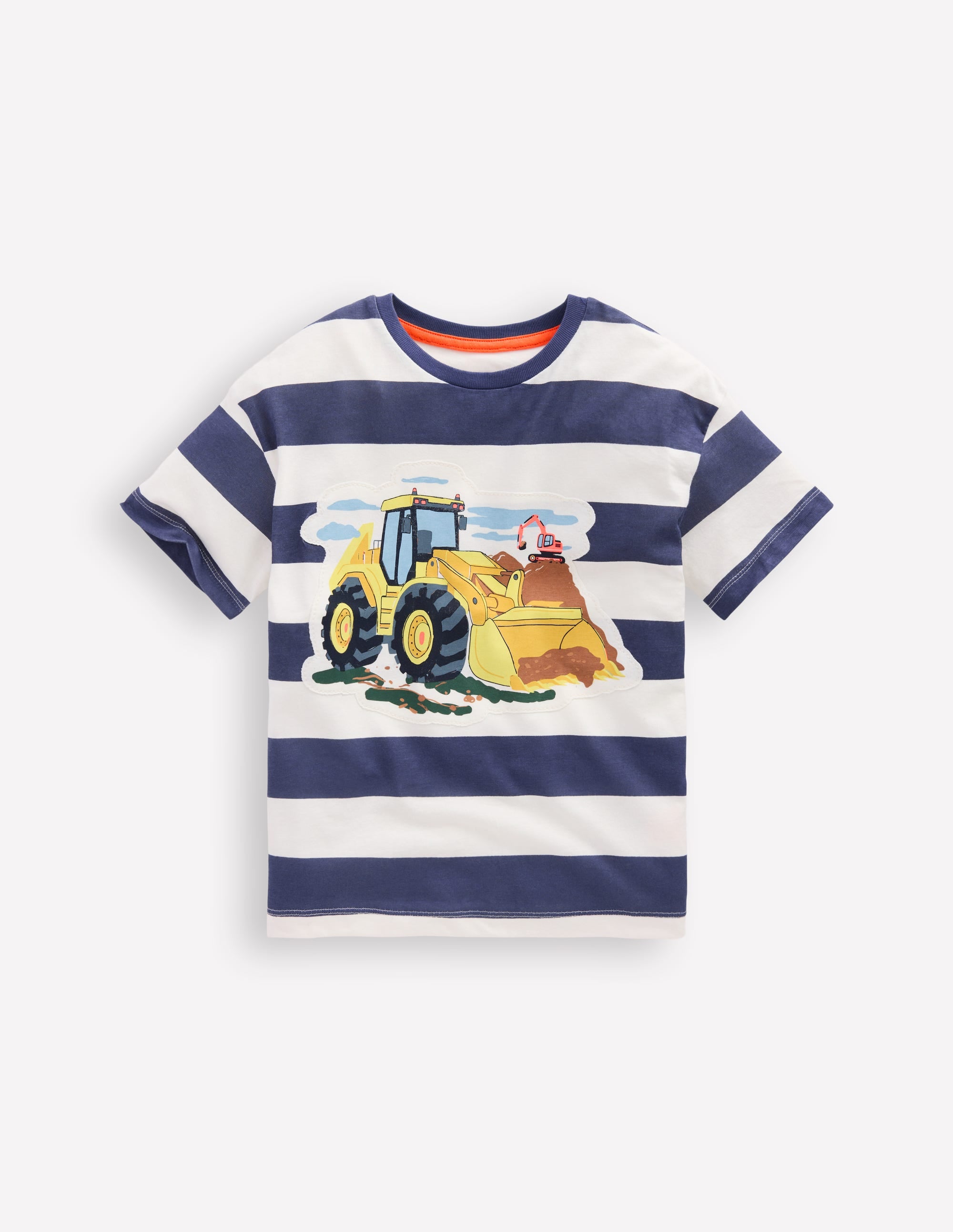 Short Sleeve Badge T-shirt-College Navy Stripe Digger - Image 1