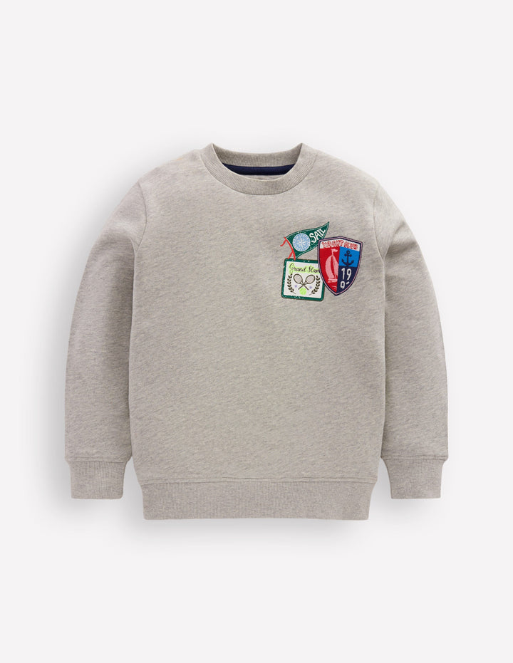 Badge Sweatshirt-Grey Marl Sports