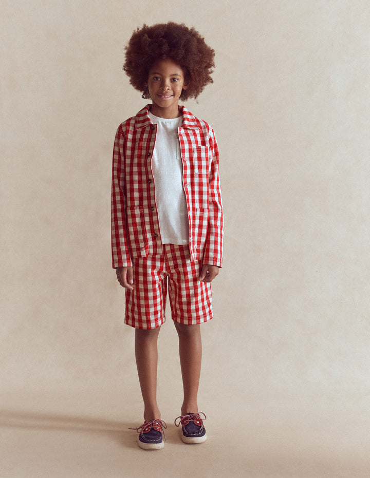Twill Jacket-Red Gingham