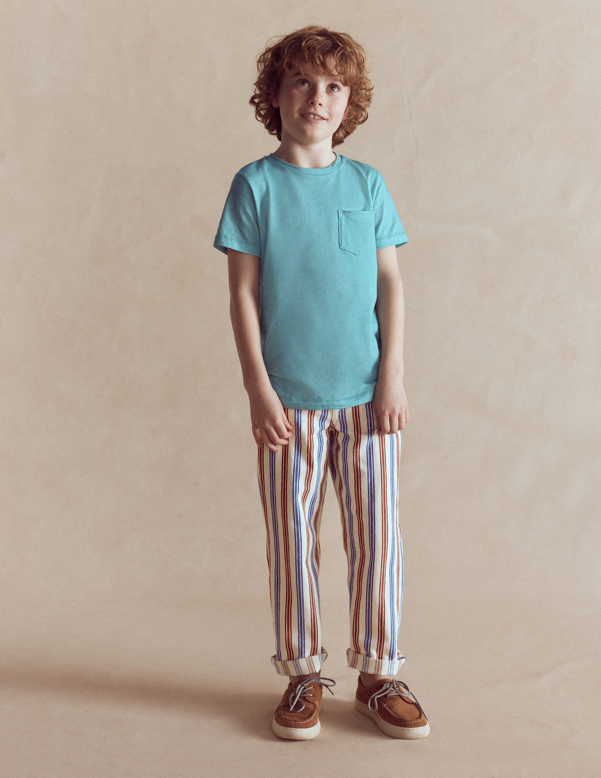 Relaxed Straight Jeans-Blue and Red Stripe-2