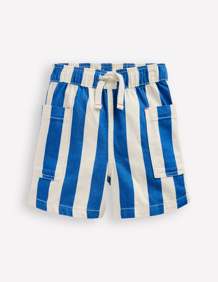 Cotton Pocket Shorts-Blue Stripe