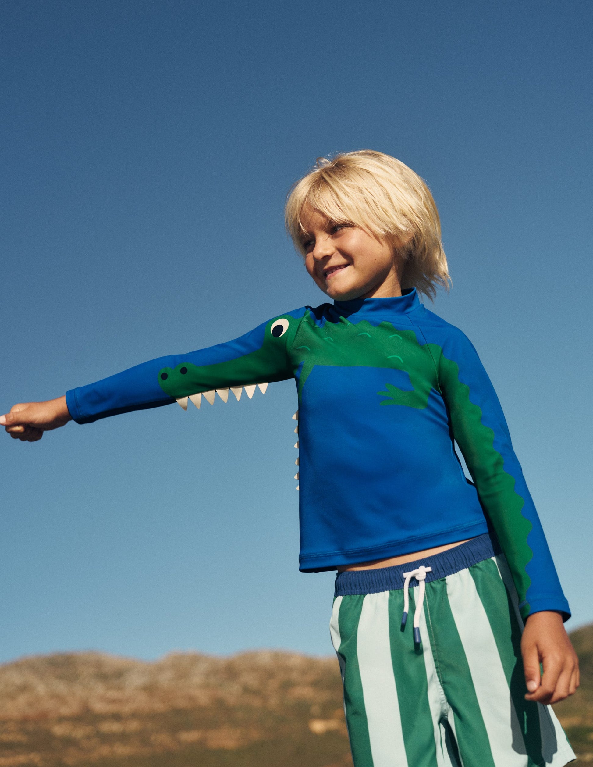 Sun Safe Fun Rash Vest-Blue Croc-1