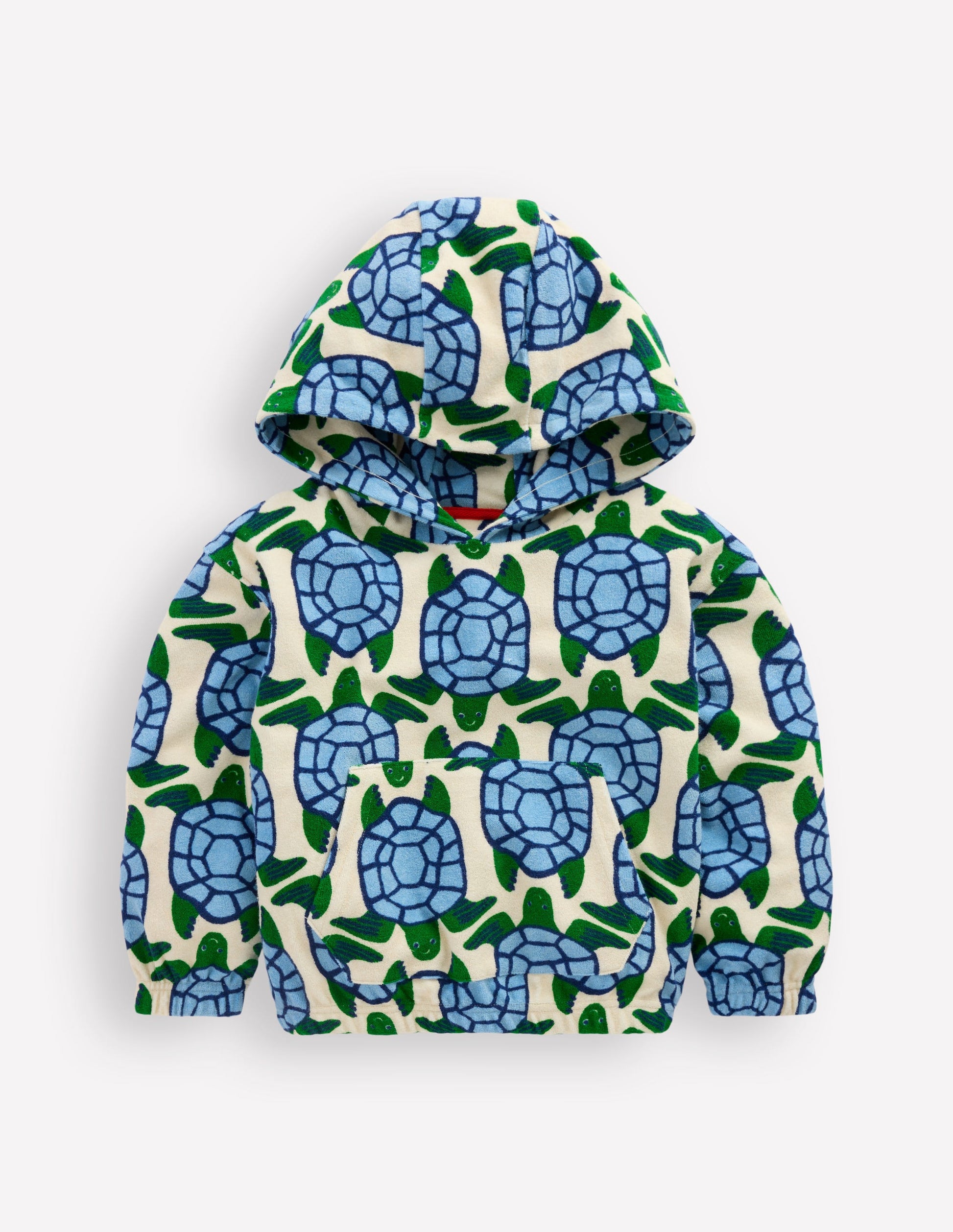 Towelling Pop-over Hoody-Calico White Turtles-1