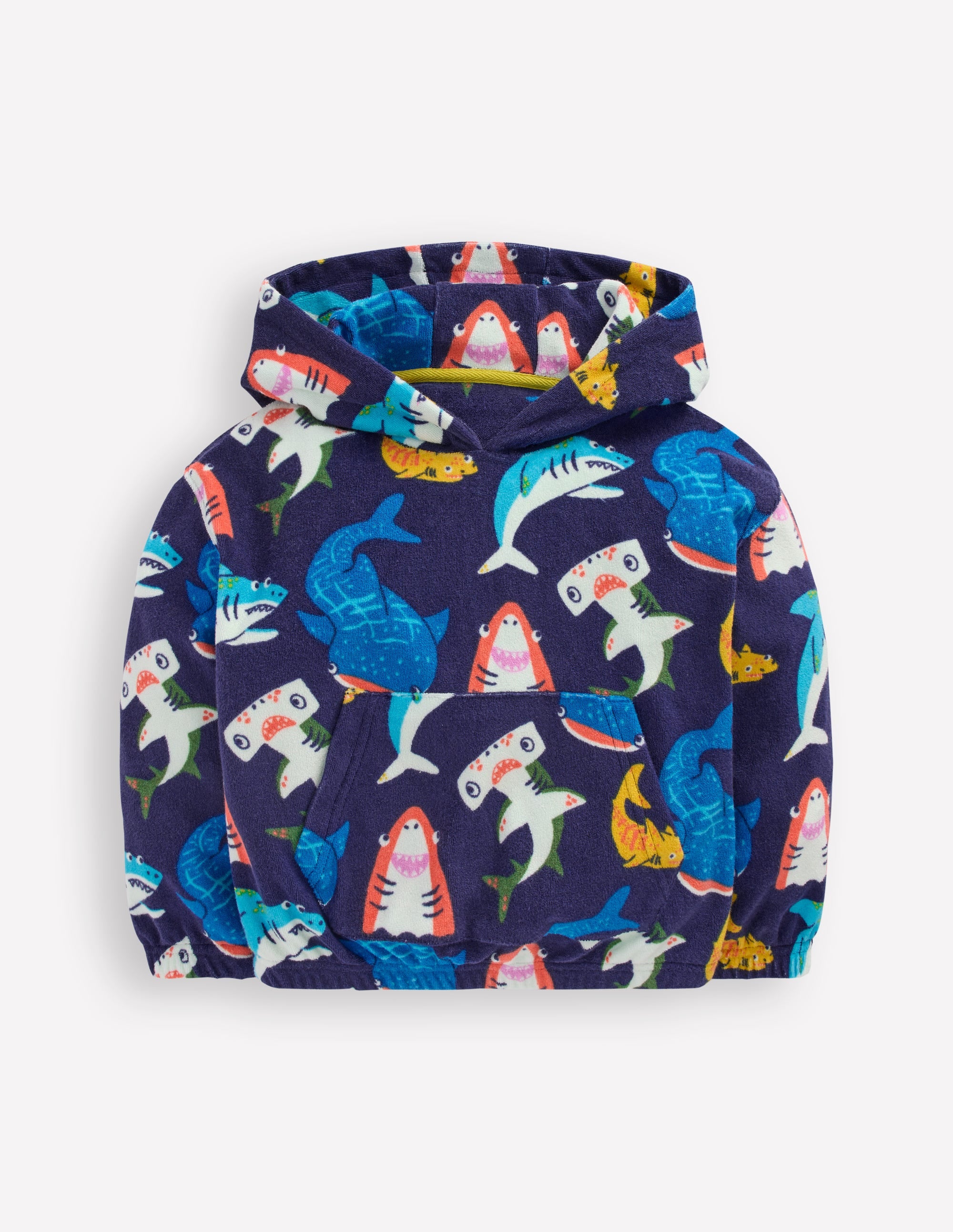 Towelling Pop-over Hoody-College Navy Sharks - Image 1