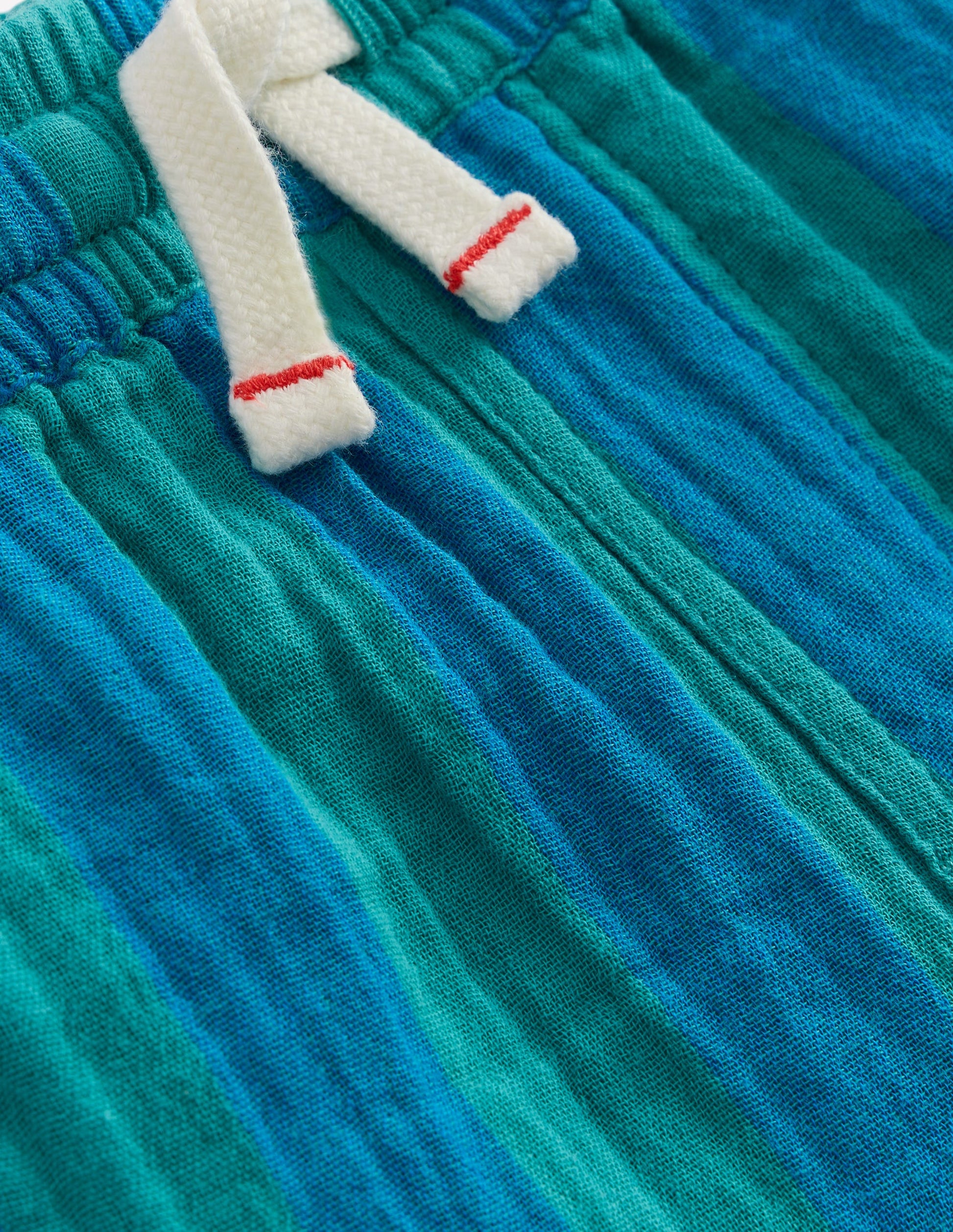 Double Cloth Shorts-Green and Blue Stripe-4