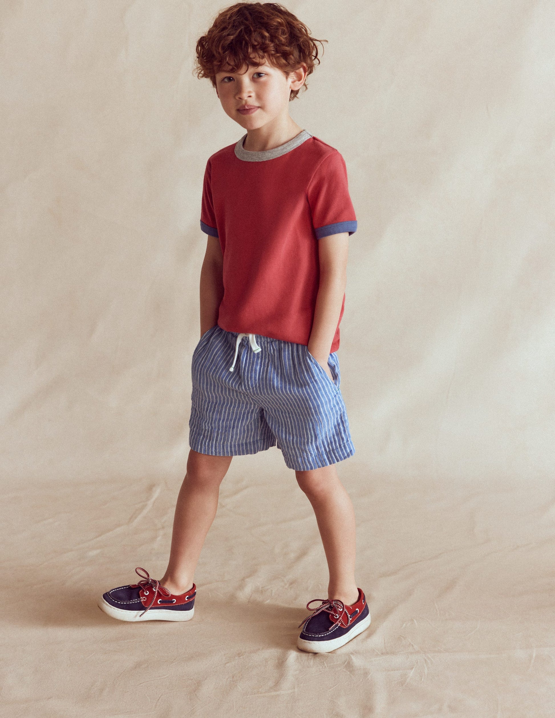 Double Cloth Shorts-Ticking Stripe-1