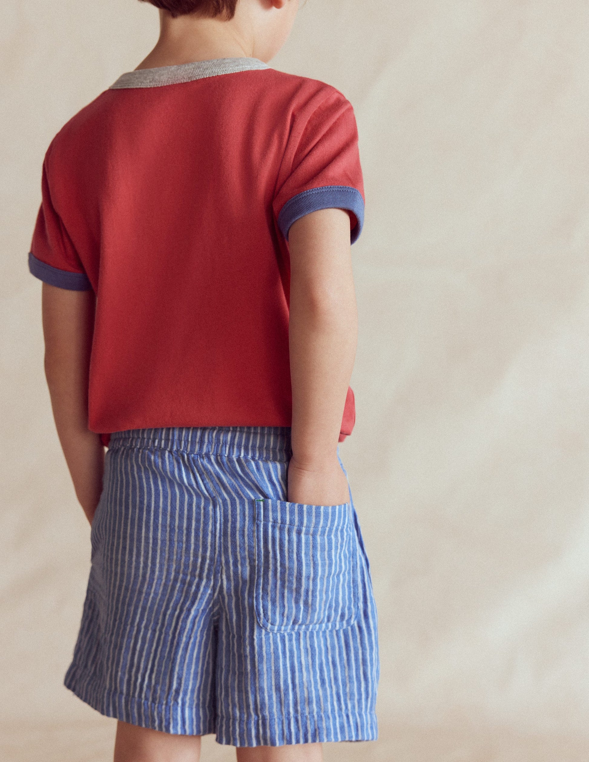 Double Cloth Shorts-Ticking Stripe-2