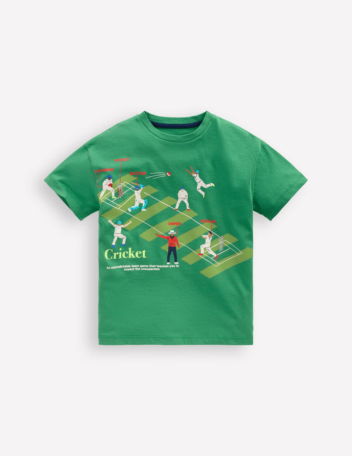 Relaxed Sport Graphic T-shirt-Rich Emerald Cricket