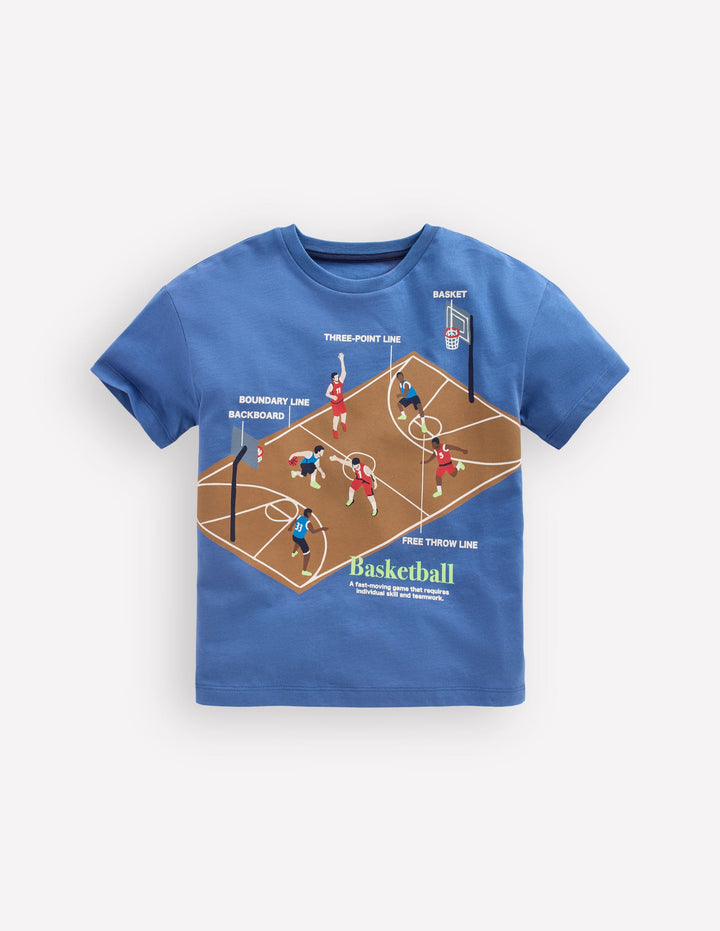 Relaxed Sport Graphic T-shirt-Bluejay Basketball