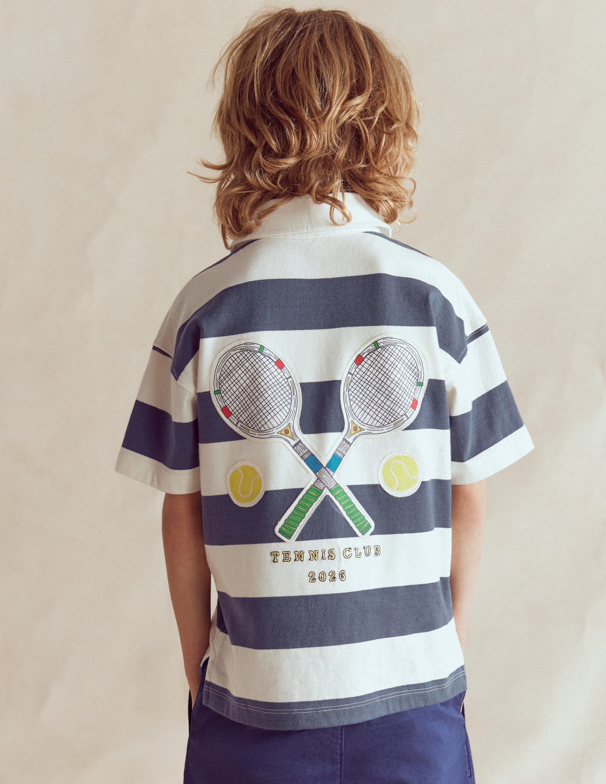 Relaxed Appliqué Polo Shirt-Robot Blue Tennis - Image 2