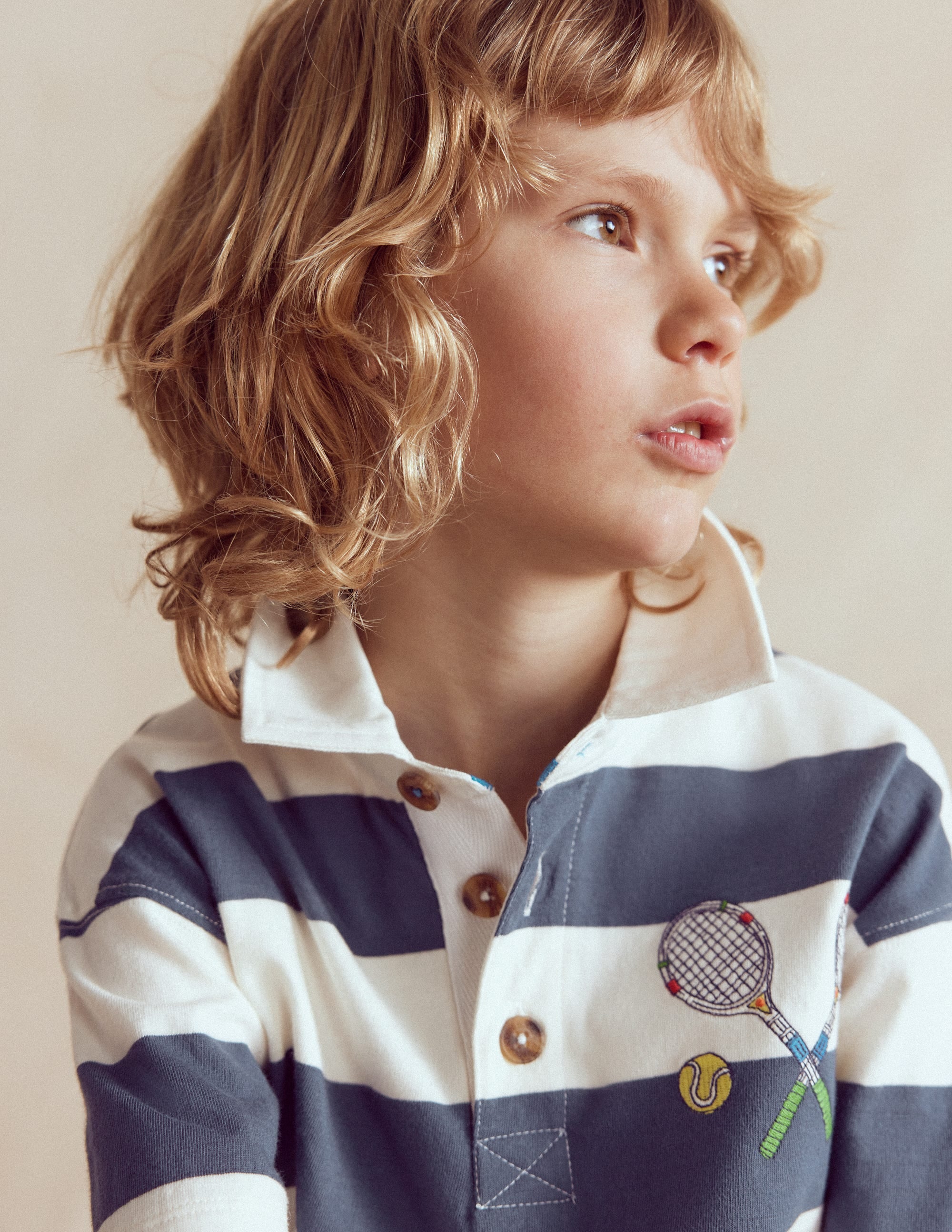 Relaxed Appliqué Polo Shirt-Robot Blue Tennis - Image 3