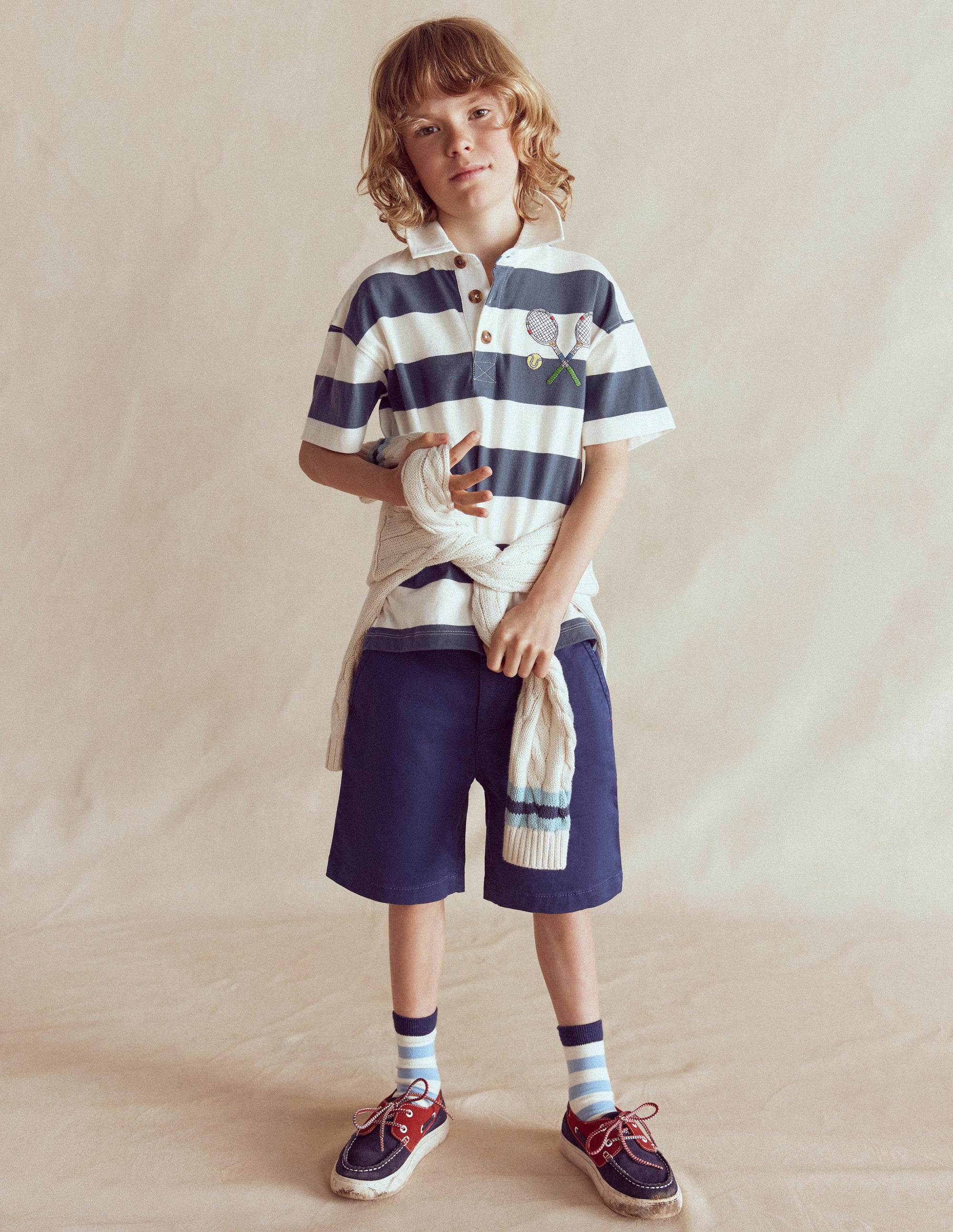 Relaxed Appliqué Polo Shirt-Robot Blue Tennis - Image 4