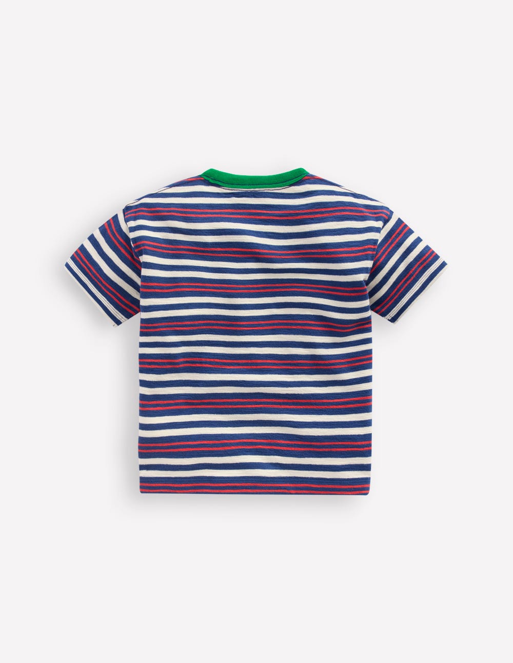 Textured Striped T-shirt-Denim Blue / Jam Red - Image 4