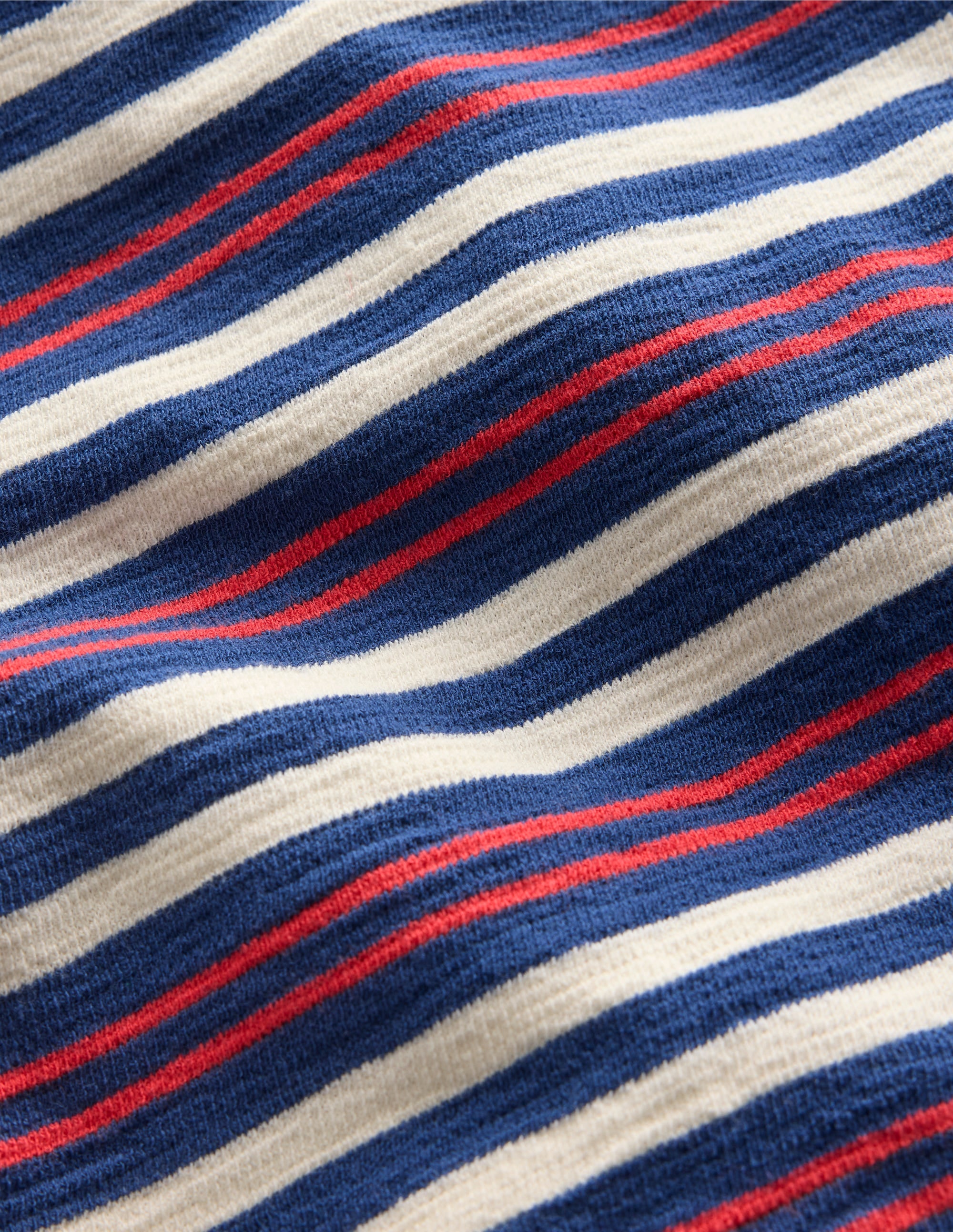 Textured Striped T-shirt-Denim Blue / Jam Red - Image 5