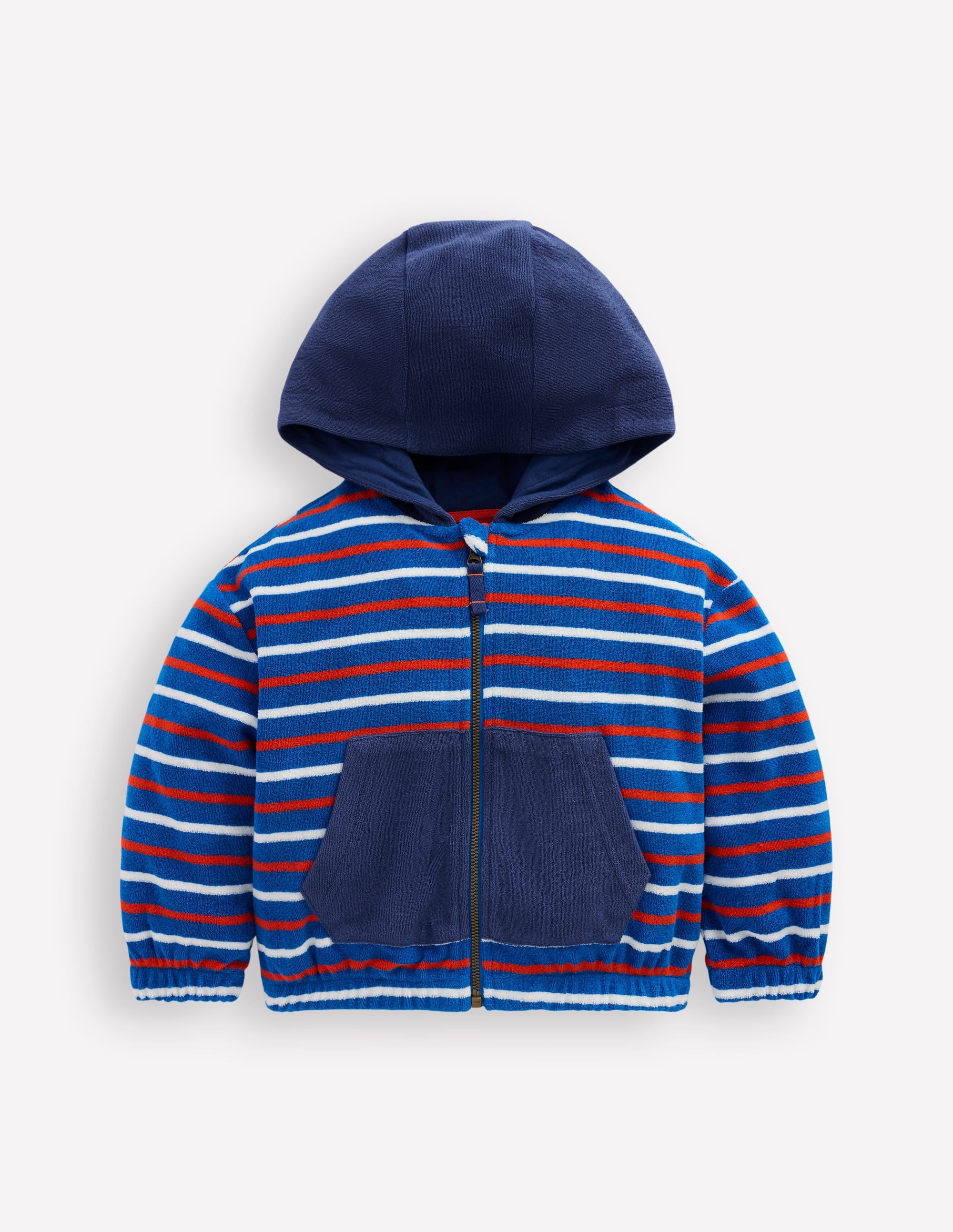 Towelling Zip - through Hoody - Blue Multi Stripe | Boden USA