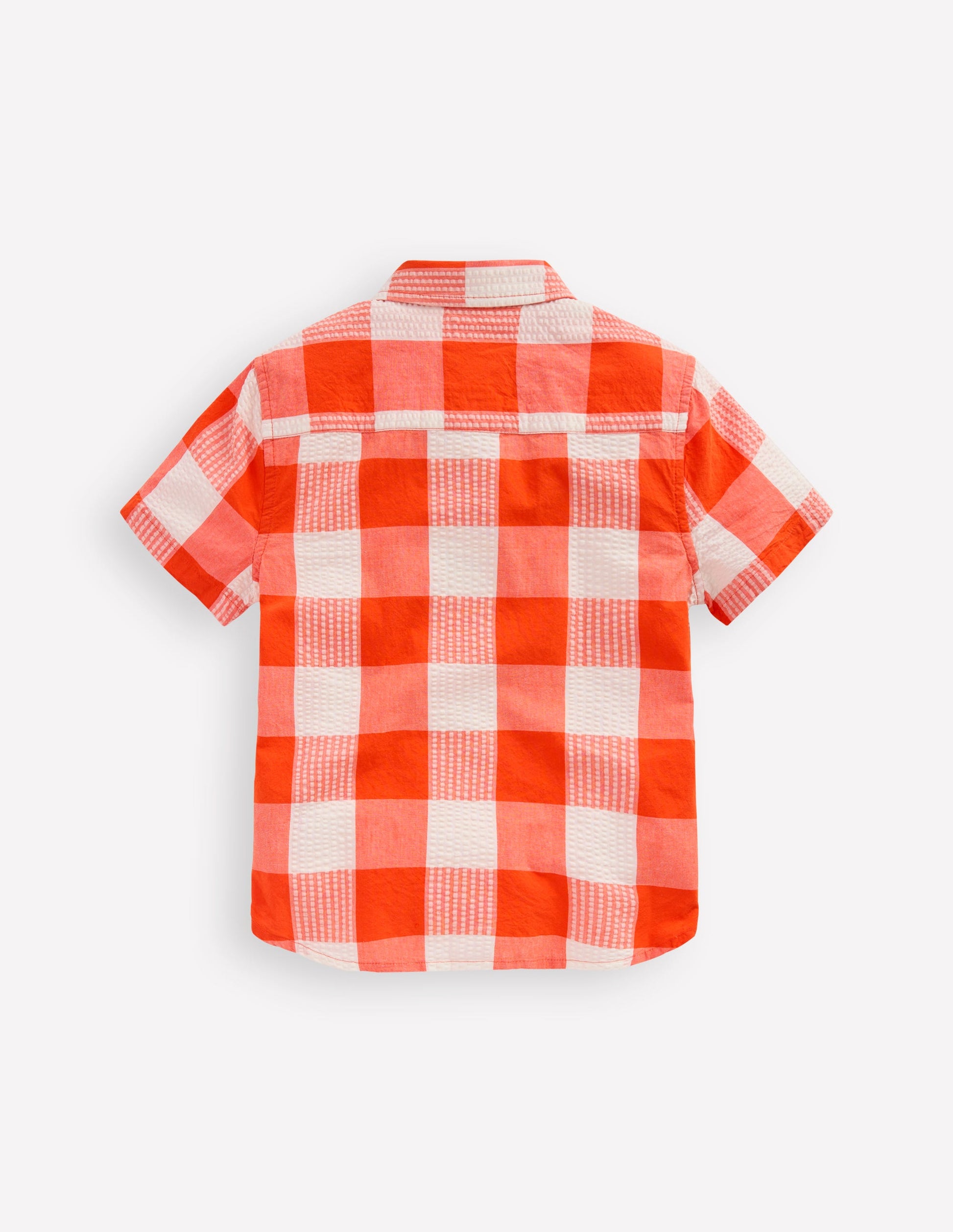 Cotton Gingham Shirt-Orange Seersucker-2