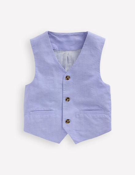 Cotton Oxford Waistcoat-Blue Oxford