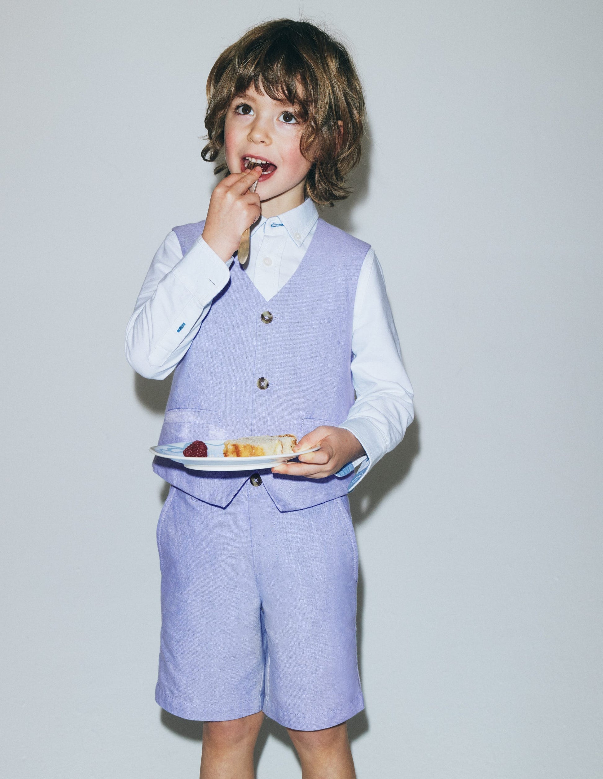 Cotton Oxford Waistcoat-Blue Oxford-4