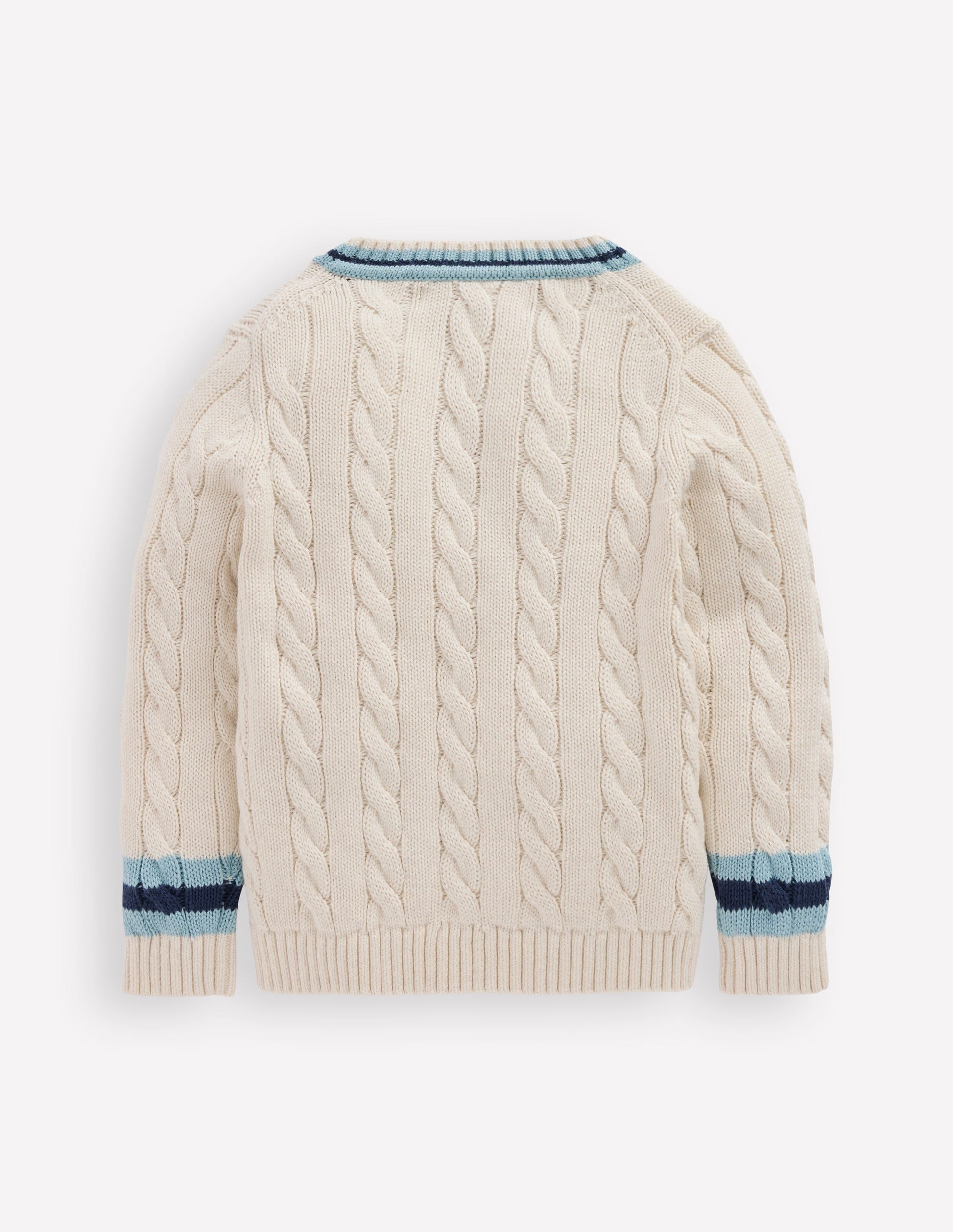V-neck Cable Sweater-Ivory-3