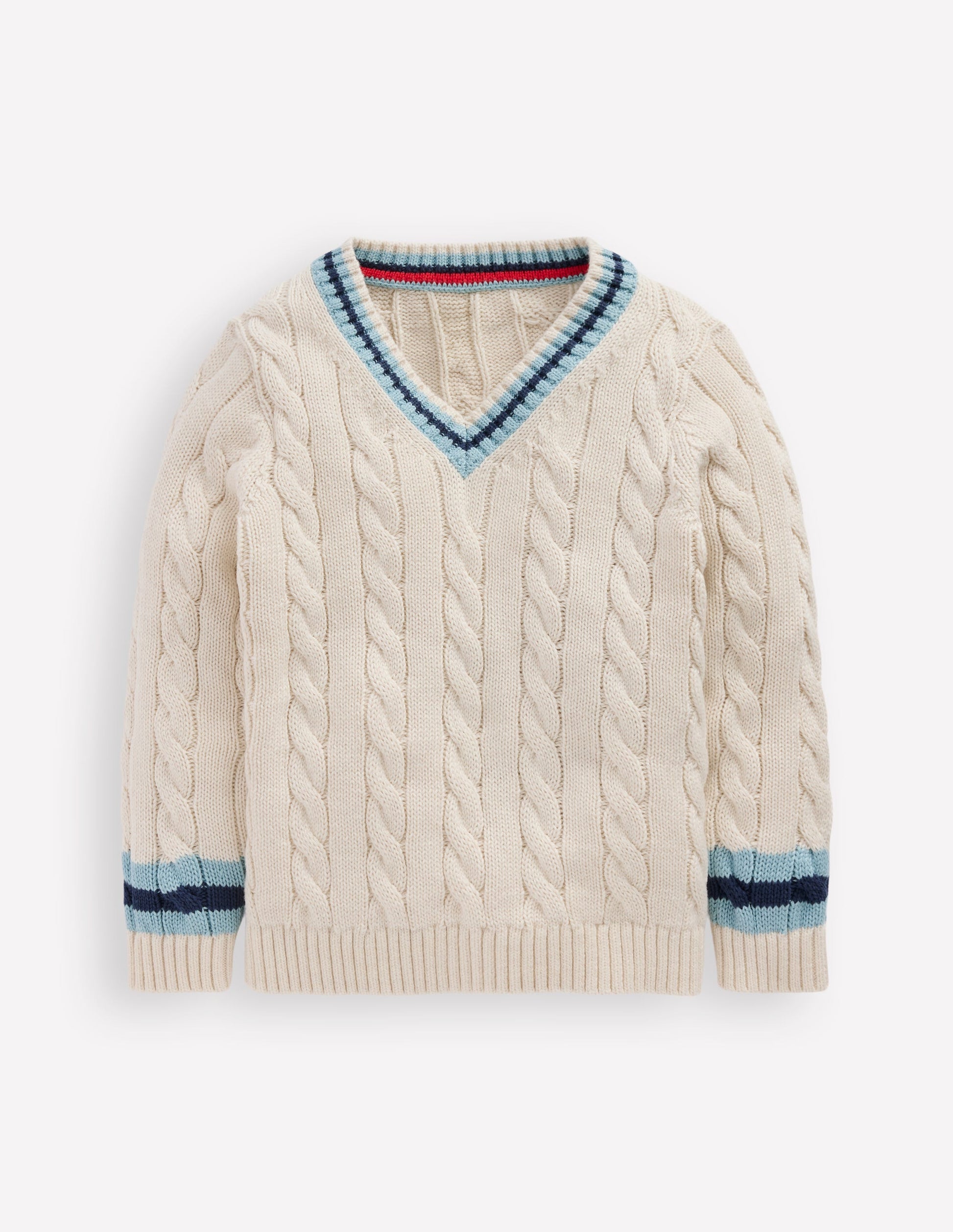 V-neck Cable Sweater-Ivory-2