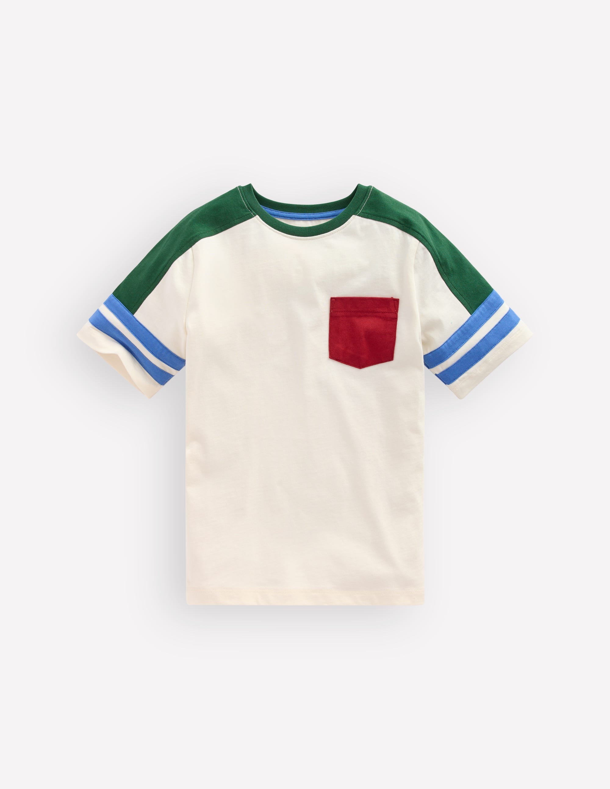 Short Sleeve Colourblock Tee-COCONUT MILK COLOURBLOCK - Image 1