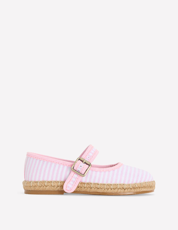 Espadrille Mary Janes-Sea Pink Ticking stripe