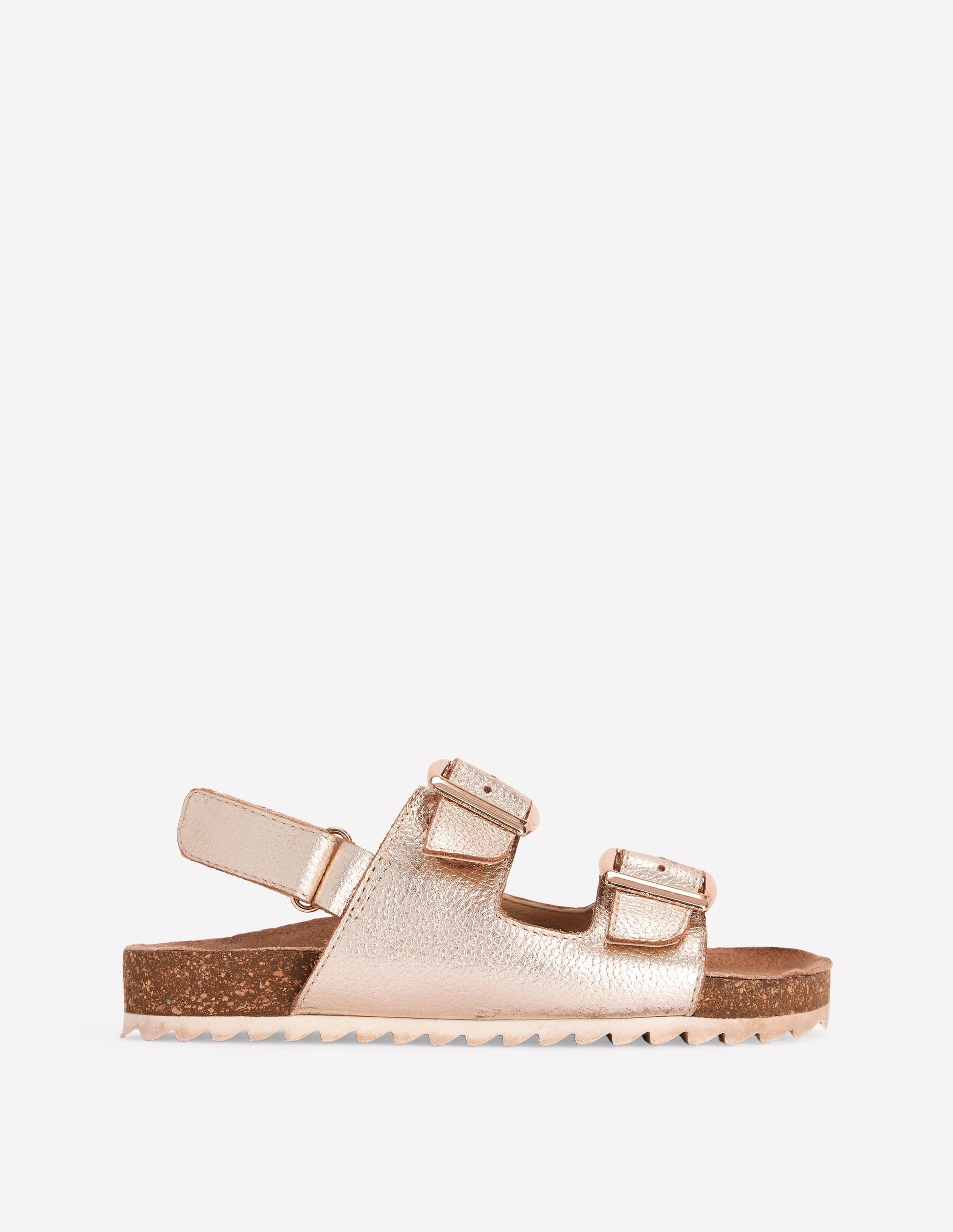 Metallic Double Strap Sandals-Gold-1