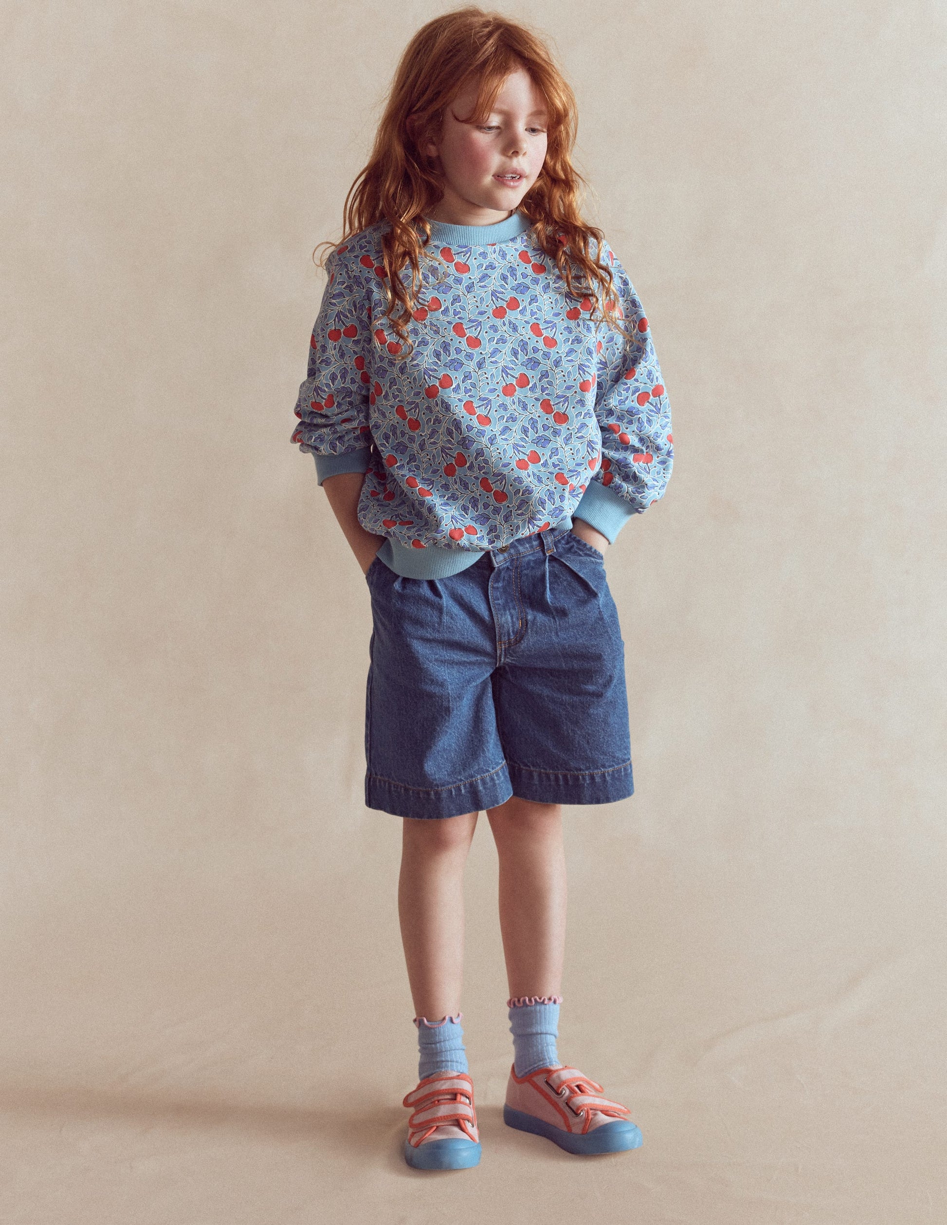 Long Denim Shorts-Mid Vintage Denim-2