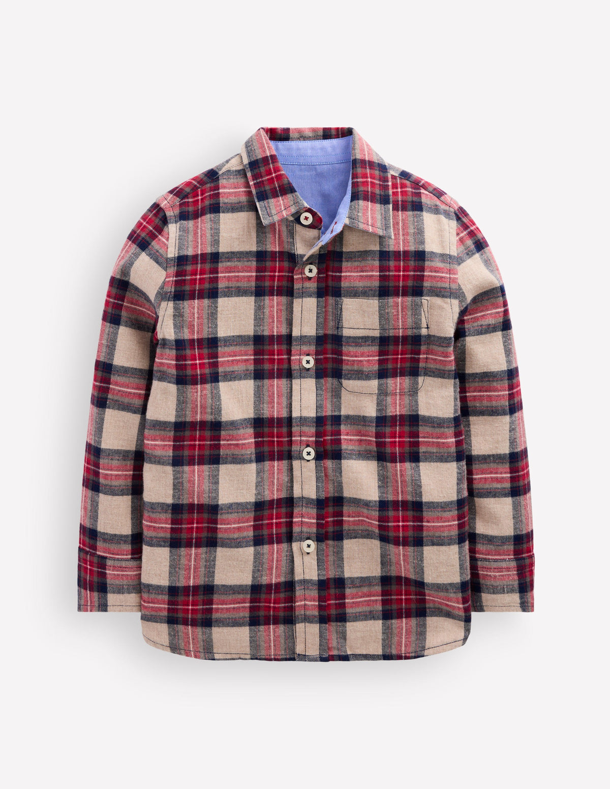Cosy Cotton Check Shirt-Oat, Navy & Red Check-2
