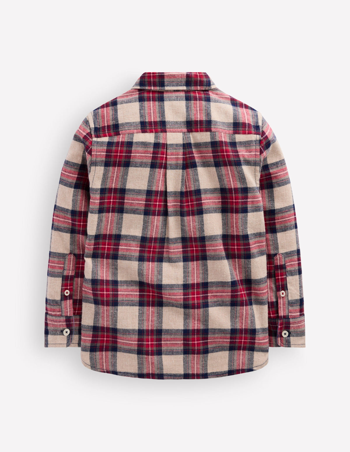 Cosy Cotton Check Shirt-Oat, Navy & Red Check-3