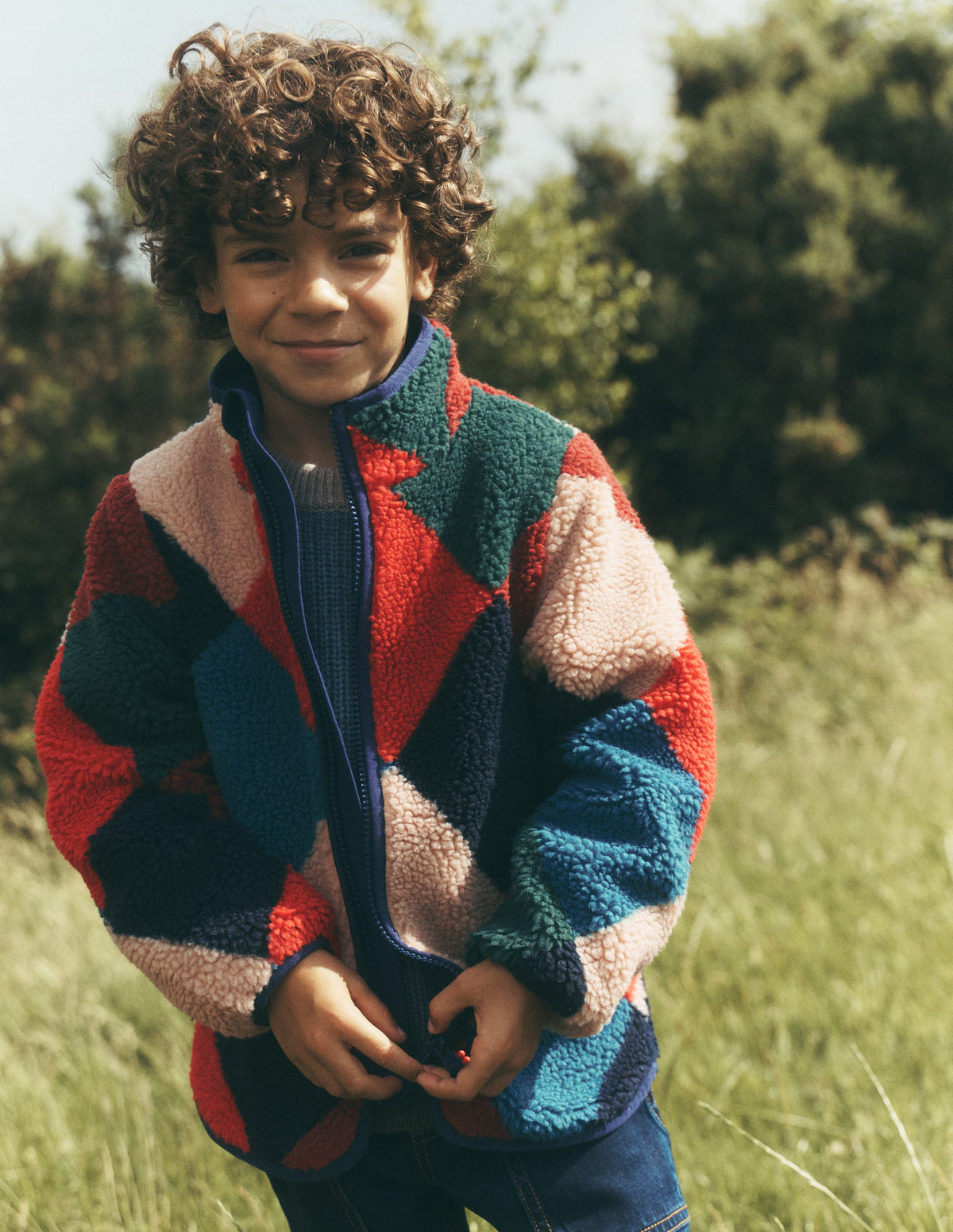 Cosy Borg Jacket-Argyle - Image 1