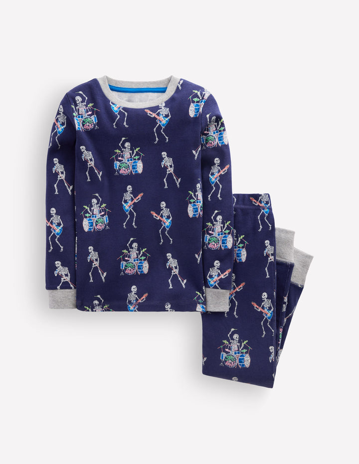 Snug Glow-in-the-dark Pajamas-Skeleton Drummers