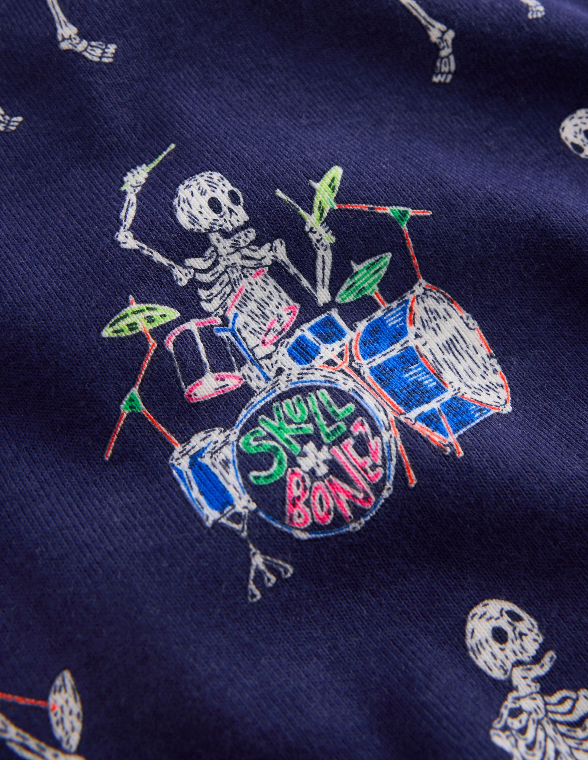 Snug Glow-in-the-dark Pajamas-Skeleton Drummers-3