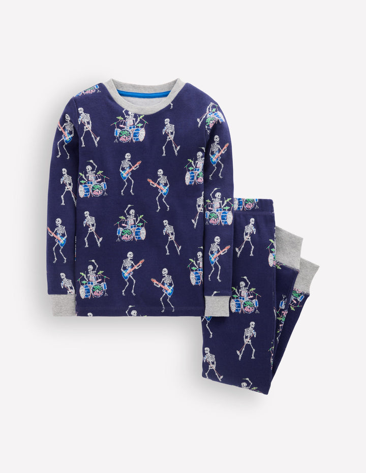 Snug Glow-in-the-dark Pajamas-Skeleton Drummers