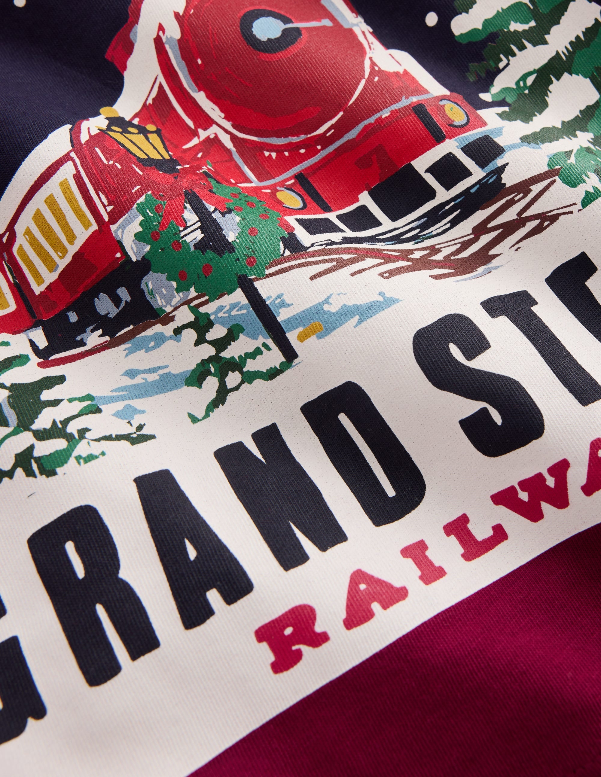 Long Sleeve Printed T-shirt-Red Steam Train - Image 4