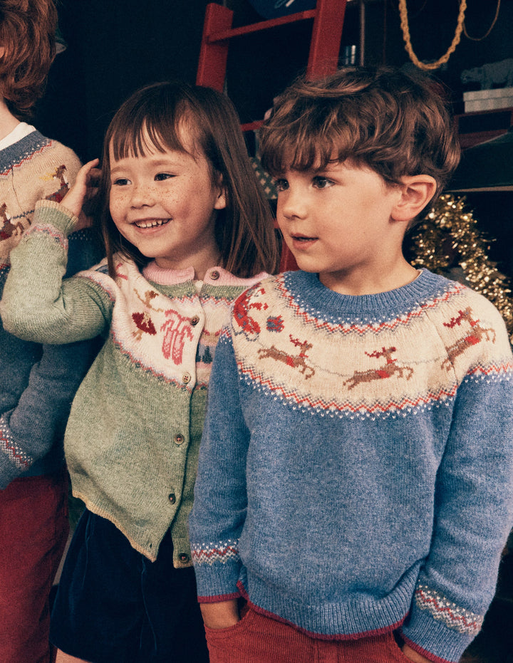 Fair Isle Jumper-Blue Marl Polar Post
