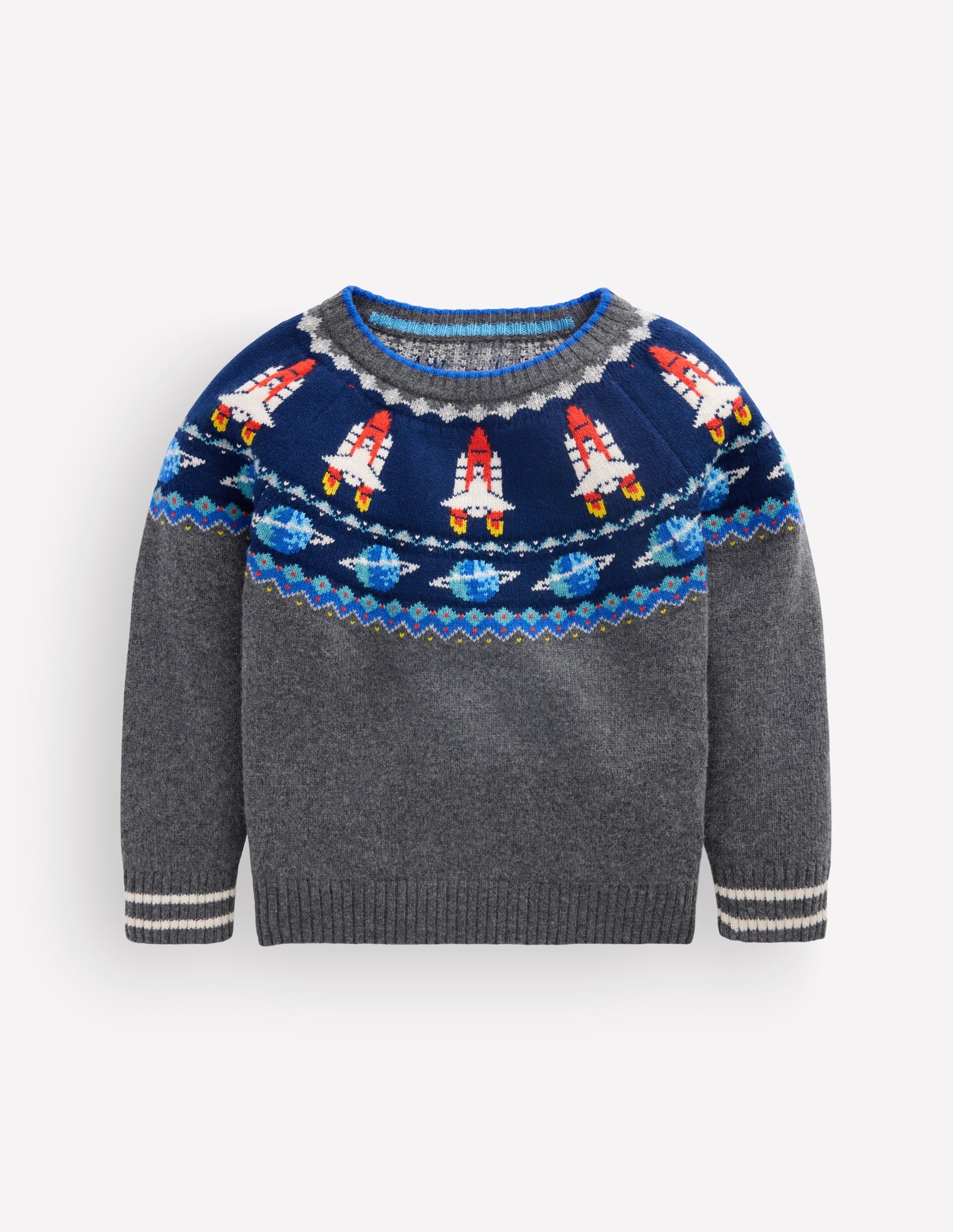 Fair Isle Jumper-Charcoal Marl Space - Image 1
