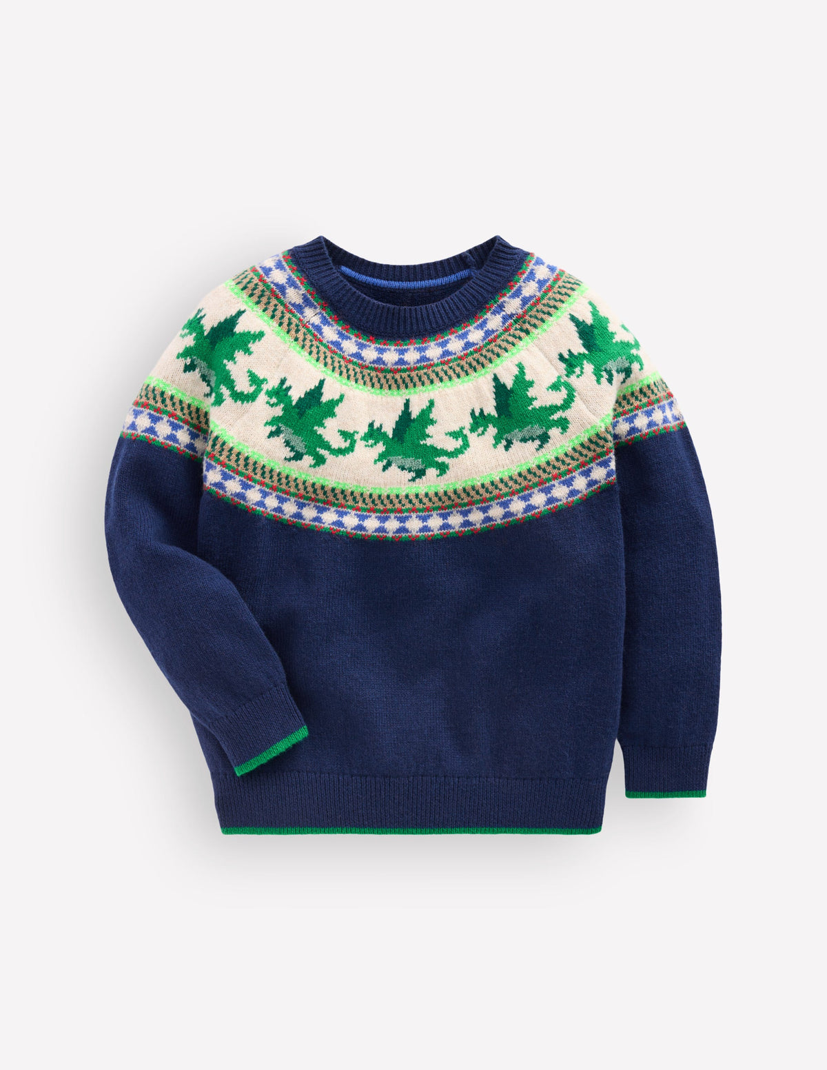 Fair Isle Jumper-College Navy Dragon - Image 1