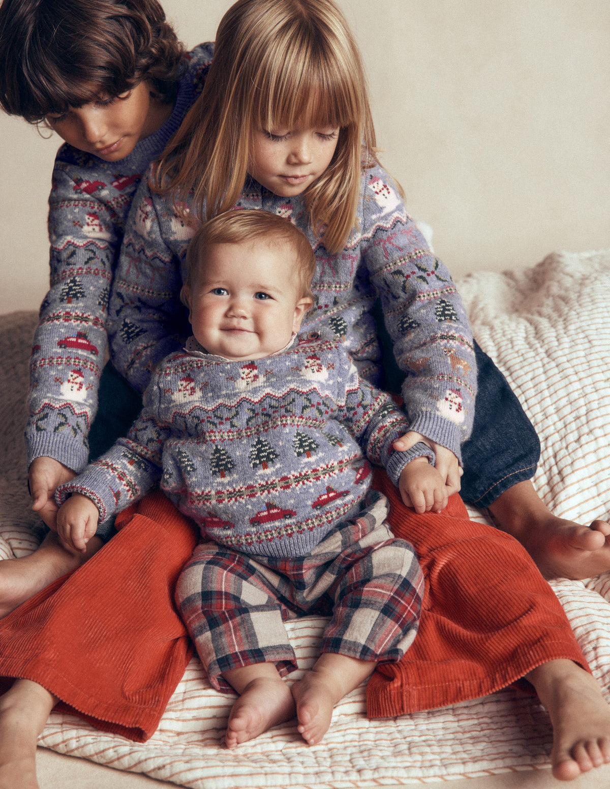 Fair Isle Jumper-Glacier Blue Christmas Cars-1