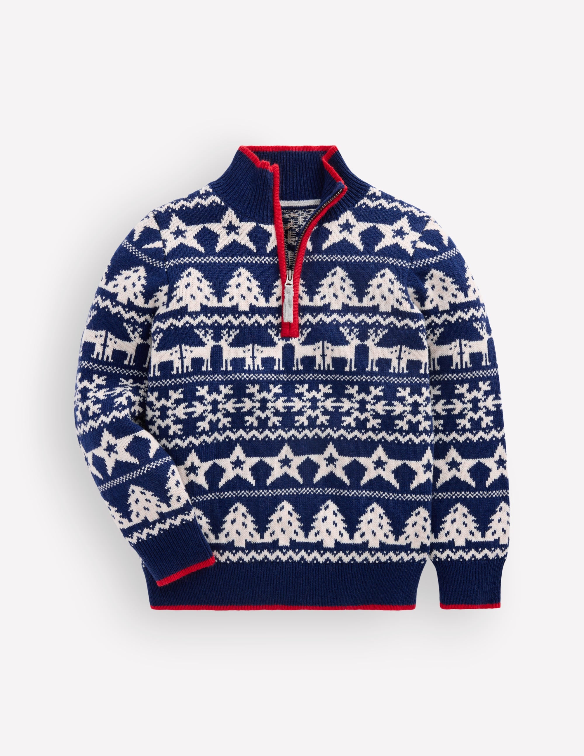 Heritage Half-Zip Sweater-Medieval Blue/Ivory Christmas - Image 1
