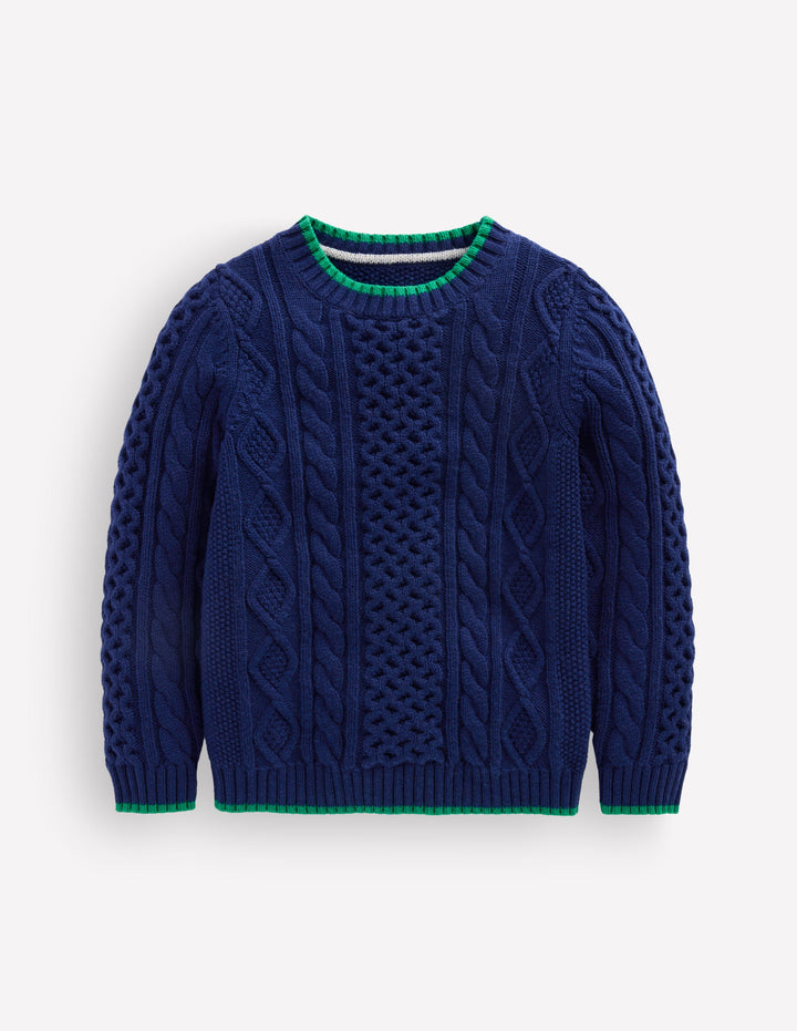 Heritage Cable Sweater-College Navy