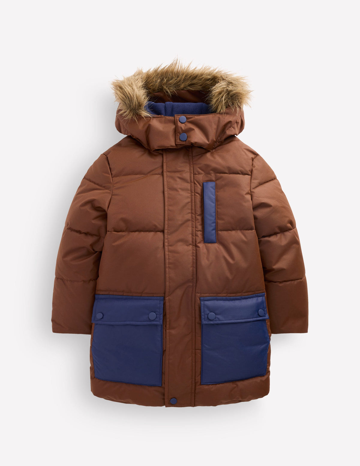 Fleece Lined Padded Coat-Raw Umber - Image 1
